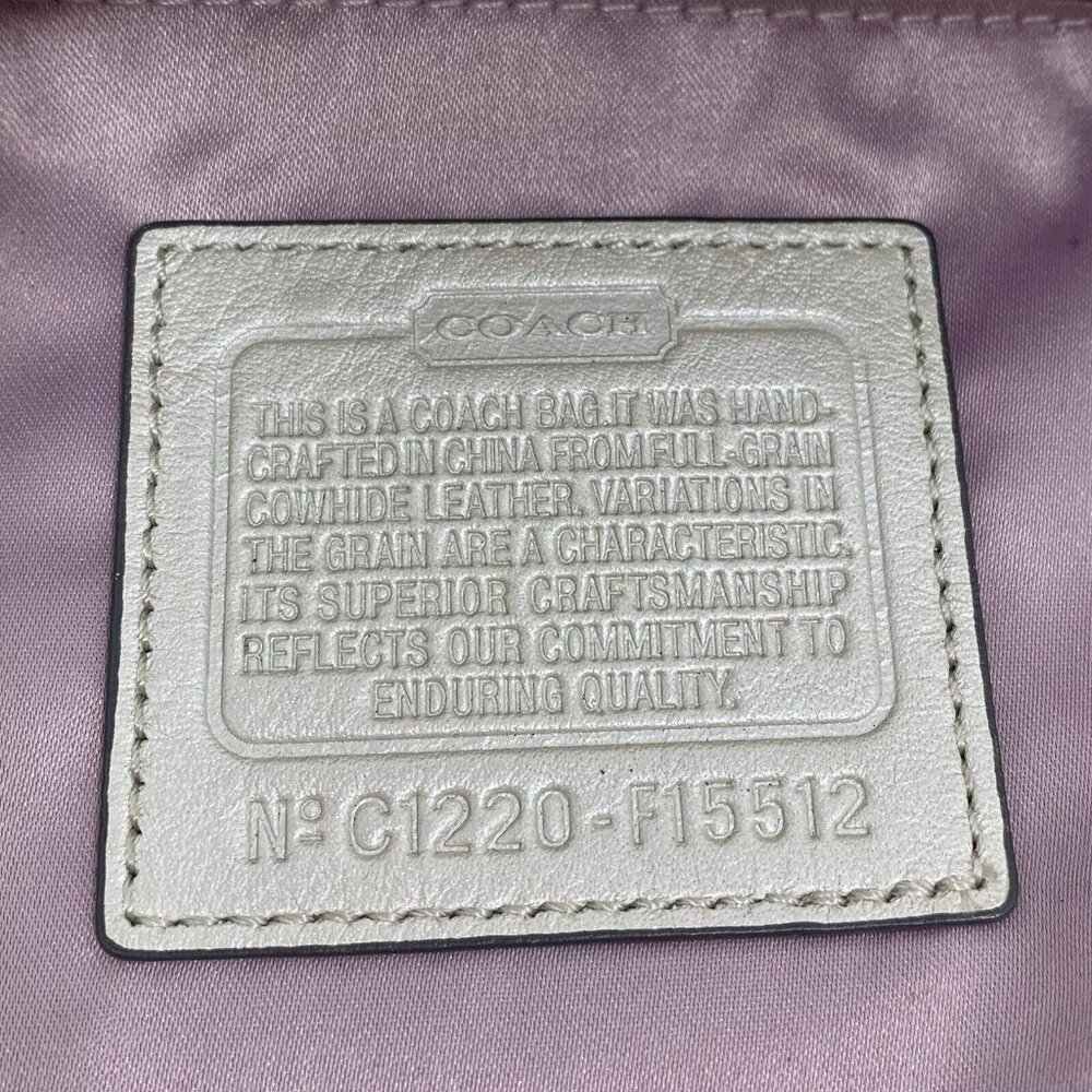 COACH Ashley 2012 Leather SHIMMERY Platinum White Crossbody BUCKLE STRAP F15512 - Picture 16 of 16